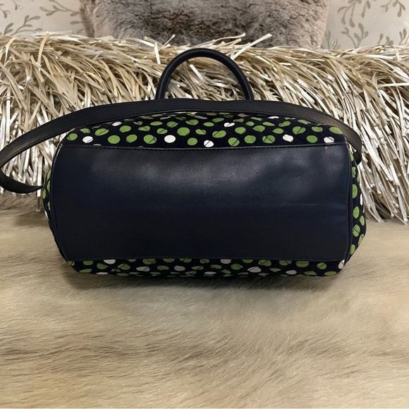 VERA BRADLEY Lucky Dots 2015 Trapeze Tote Navy Blue Green White Polka Dots Y2K - Picture 6 of 10